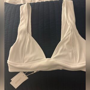 l*space White Ribbed Triangle Bikini Hailey Top